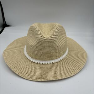 Rachel Zoe Hat Womens Hat Cowgirl‎ Boho Rancher Tan Straw Color Lace